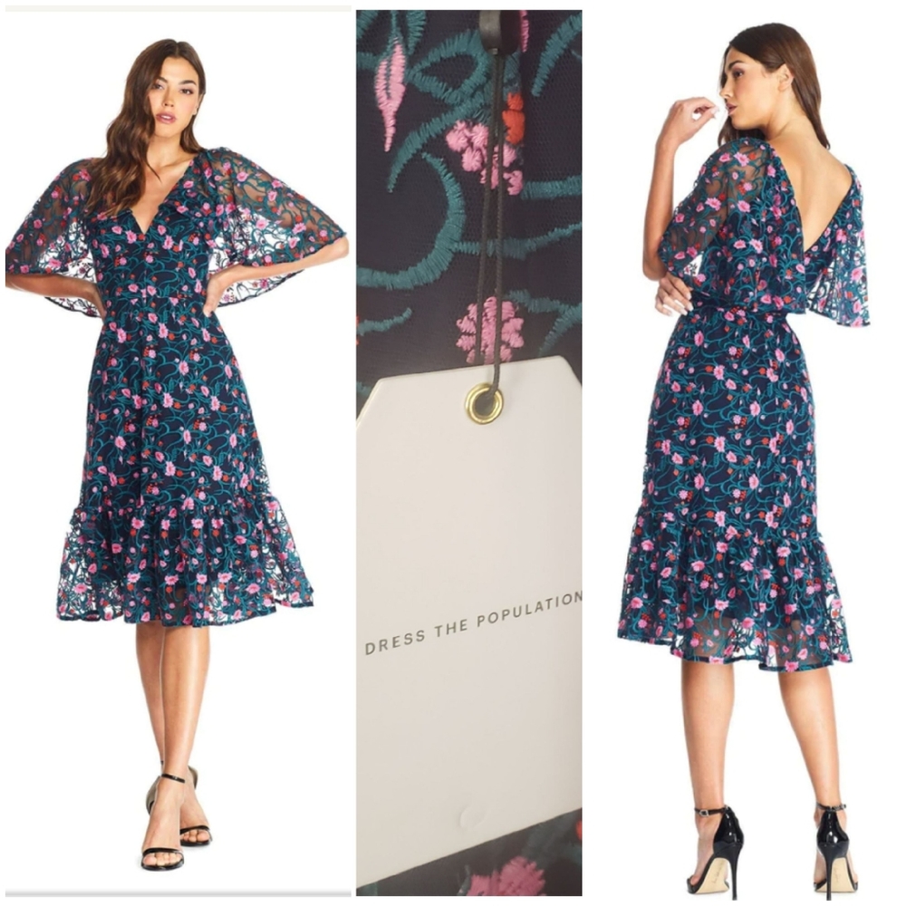 Dress The Population Virginia Dress Size XL Embroidered